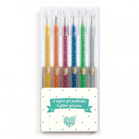 Gelstifte: 6 glitter Gel Stifte