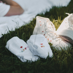 Socken weiß Happy