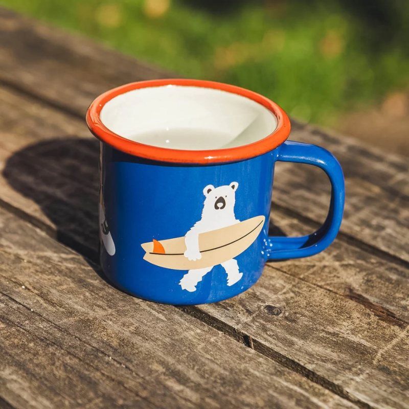 Kleine Emaille Tasse Boardriding Bears