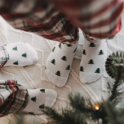 Kindersocken weiß Allover Tannen