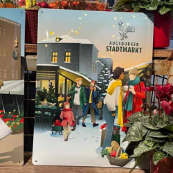 Emaille-Schild Augsburger Stadtmarkt Winter