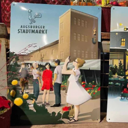 Emaille-Schild Augsburger Stadtmarkt